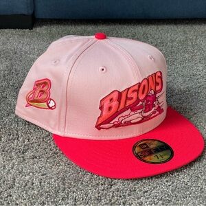 Myfitteds New Era Buffalo Bisons Fitted Hat Sunrise of the Wild Pink Peach 7 3/8
